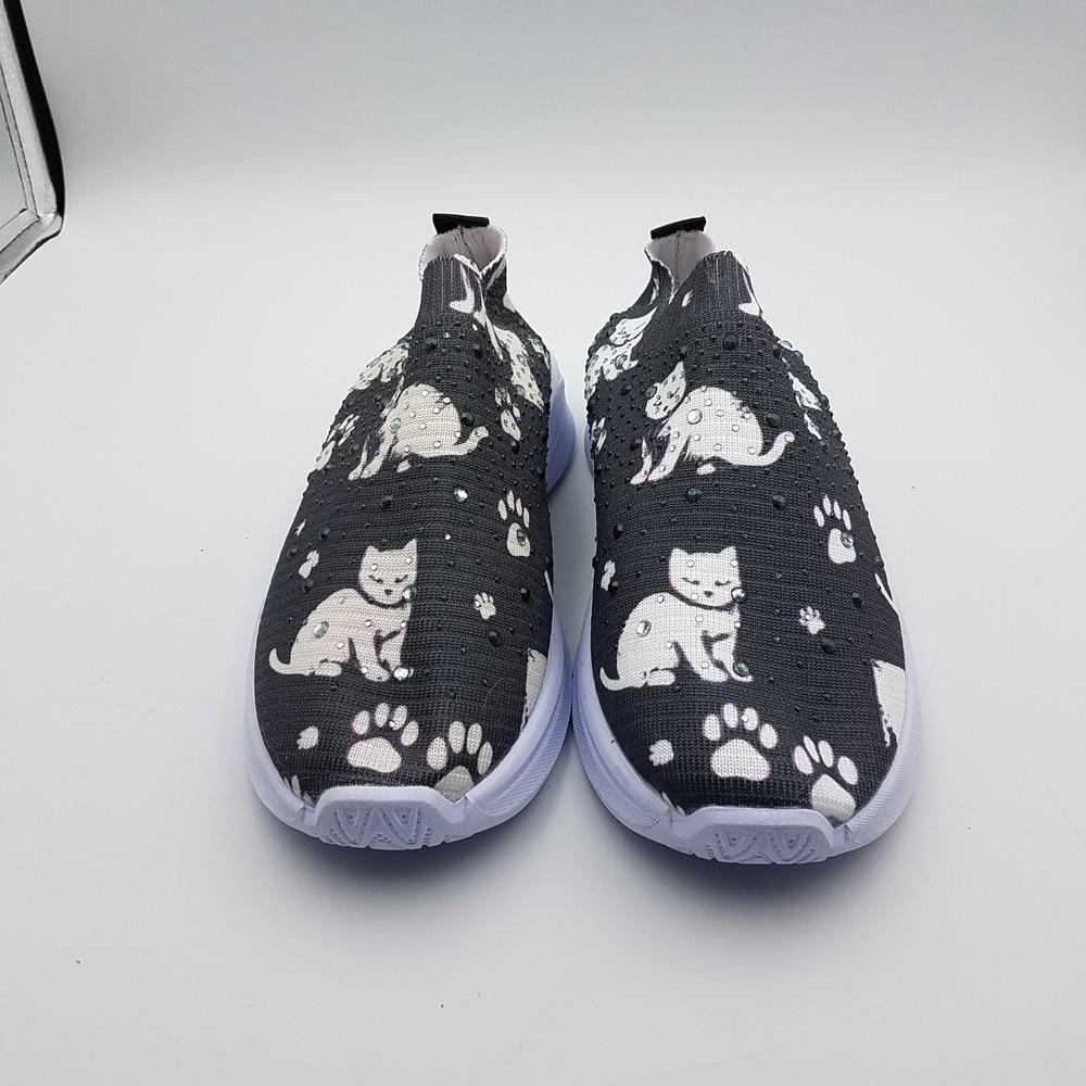 Women's Crystal Cat Sneakers Slip-on Comfy Athletic Running Walking Gym Shoes 39